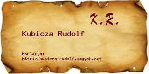 Kubicza Rudolf névjegykártya